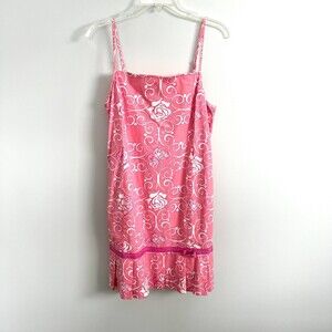 Vintage Lilly Pulitzer Pink Shift Dress Floral Frill Maternity